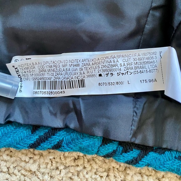 Zara Cropped Turquoise Houndstooth Wool Blend Jacket - Picture 8 of 8